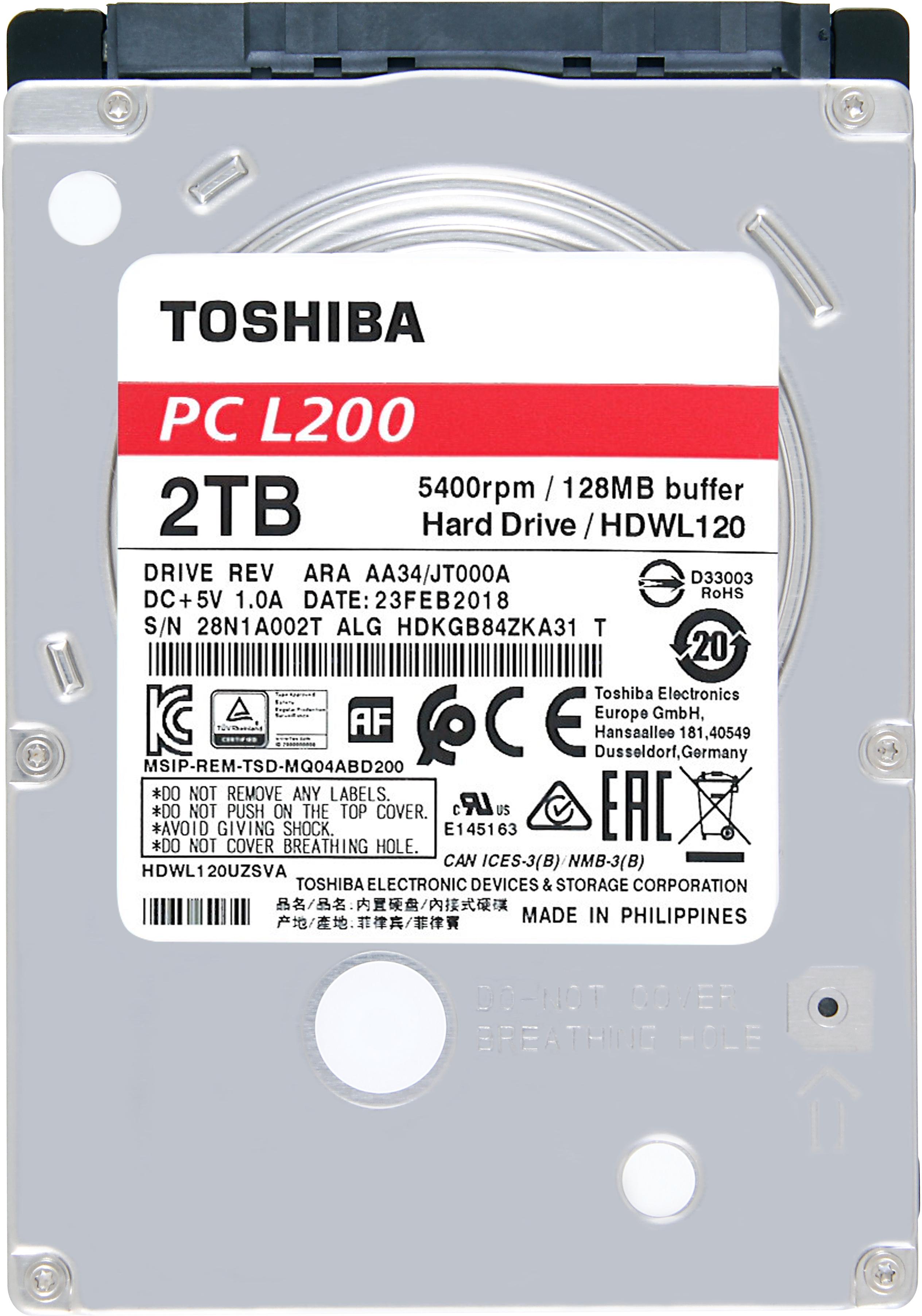 Жесткий диск Toshiba L200 SATA3 128 MB 5400 rpm 2,5" 2 TB (HDWL120UZSVA)