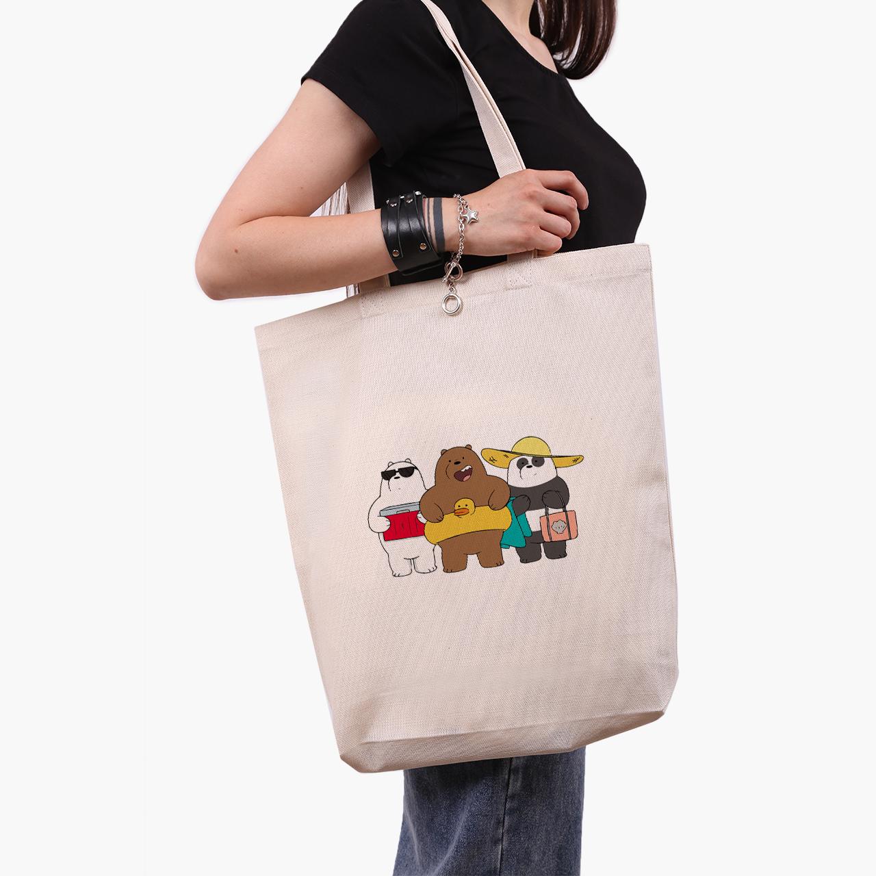 Эко сумка шоппер We Bare Bears 41x39x8 см Бежевый (9227-2893-WTD)