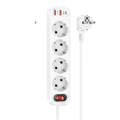 Мережевий подовжувач Hoco NS1fast charge 1,8 м White (547963)