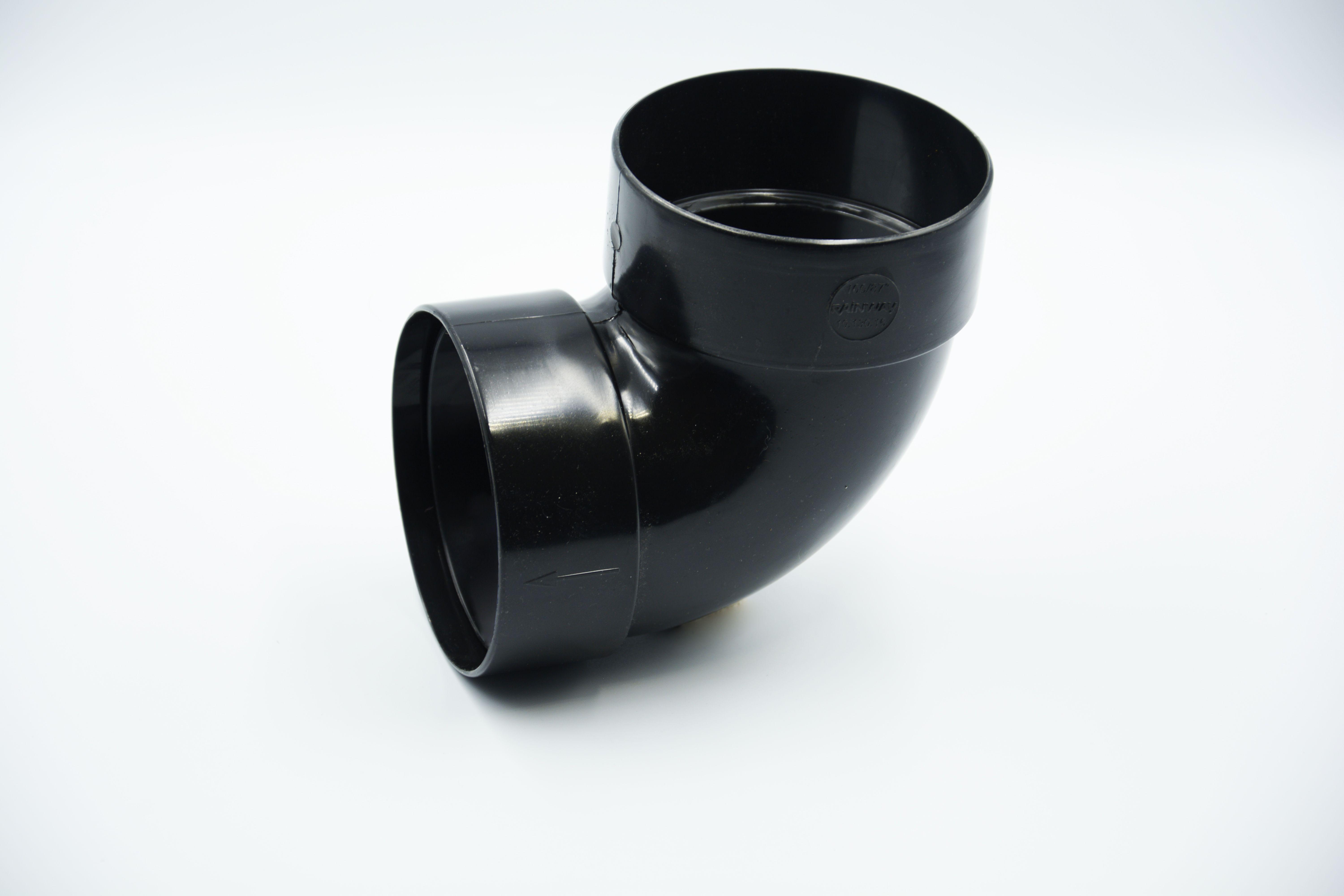 Отвод трубы двухмуфтовый RAINWAY 87° D 100 мм Черный RAL 9005 (10.130.16.008.RW)