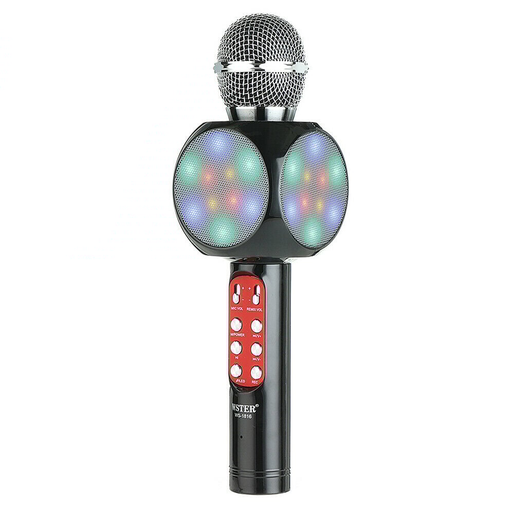 Микрофон для караоке Wster Karaoke WS-1816 Bluetooth 2в1 с подсветкой и динамиками 3Вт Черный (4219)