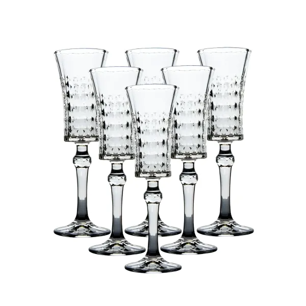 Набор бокалов для шампанского на высокой ножке под хрусталь 6 шт. по 145 мл Прозрачный