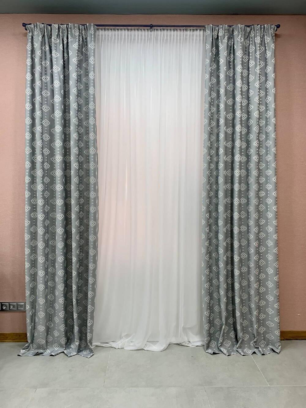 Штори коттонові 1,4 м 2 шт. Сірий (000101656)