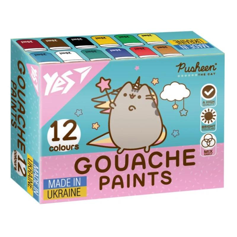 Краски гуашевые YES Pusheen 12 цв. 20 мл (230402)