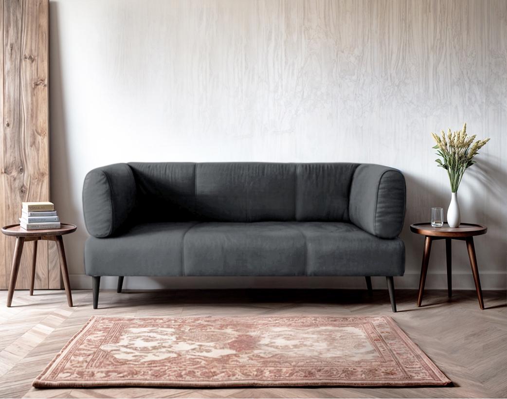 Диван офісний ТОБІ ШО Бенно-1 Emilia 95 велюр з підлокітниками та конусною ногою 1400х720х750 мм Dark grey (23052782) - фото 2