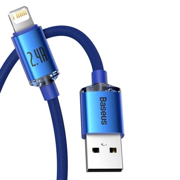 Кабель BASEUS Crystal Shine Series USB For Lightning швидка зарядка 2,4 A 2 м Blue (CAJY000103) - фото 2