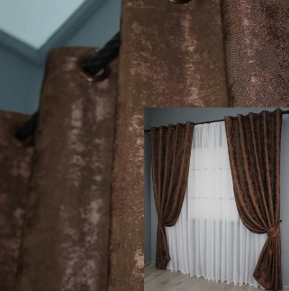 Шторы на люверсах SULTAN YL жаккард 1,5х2,5 м 2 шт. Шоколадный (1202ш) - фото 4 Шторы на люверсах SULTAN YL жаккард 1,5х2,5 м 2 шт. Шоколадный (1202ш) - фото 4