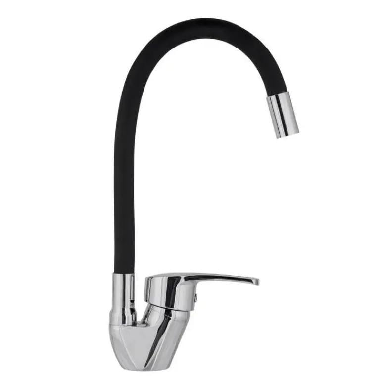 Смеситель RIAS Water Tap для ванной и кухни с гибким краном 48 см Silver/Black (3_06879)