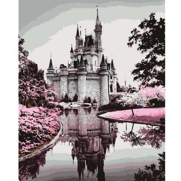 Набор для росписи по номерам Strateg Замок у воды 40х50 см (VA-2618-mt)