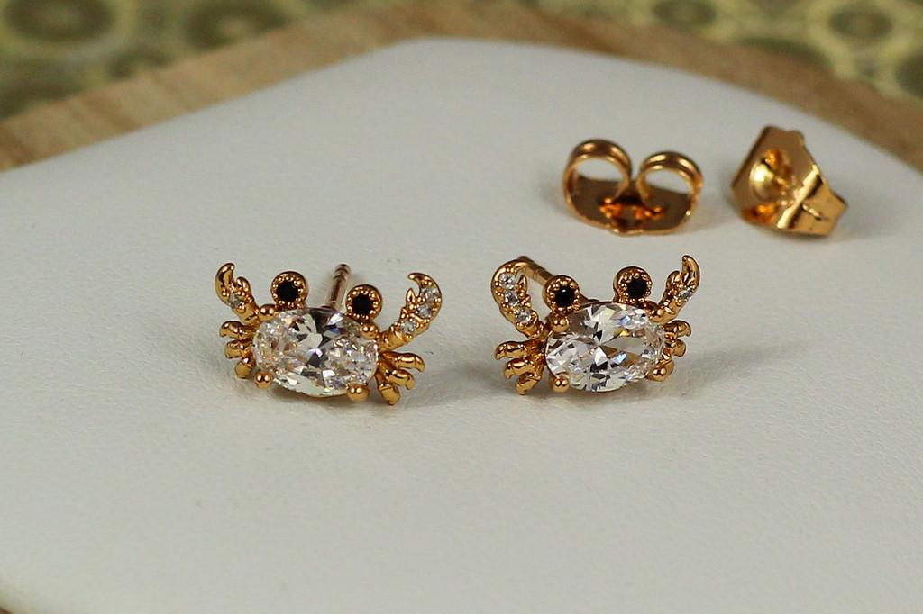 Серьги гвоздики Xuping Jewelry крабики 8 мм Золотистый (2476121884)