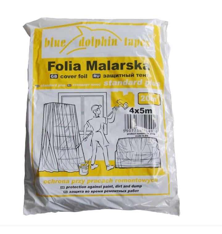 Плівка поліетиленова Blue Dolphin FOLIA STANDART PLUS CF-250 4х5 м 13 мкр для ремонтних робіт Жовтий