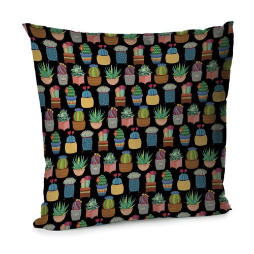 Подушка диванная с бархата Кактусы 45x45 см (45BP_TFL004)