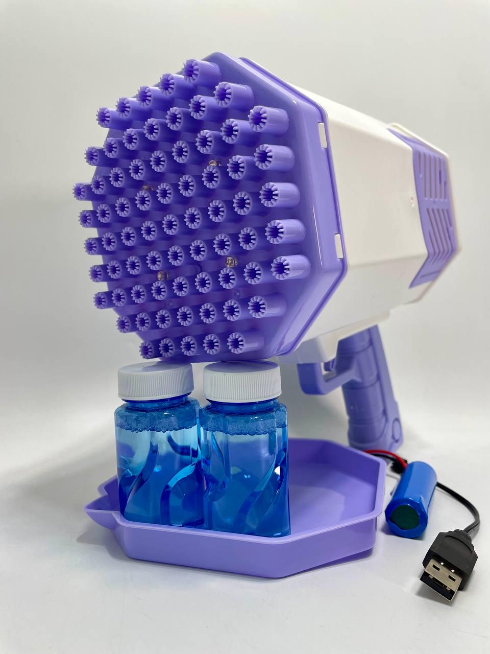 Пистолет с мыльными пузырями WToys 69 отверстий/цветная подсветка/автоматический принцип/аккумулятор - фото 6 Пистолет с мыльными пузырями WToys 69 отверстий/цветная подсветка/автоматический принцип/аккумулятор - фото 6