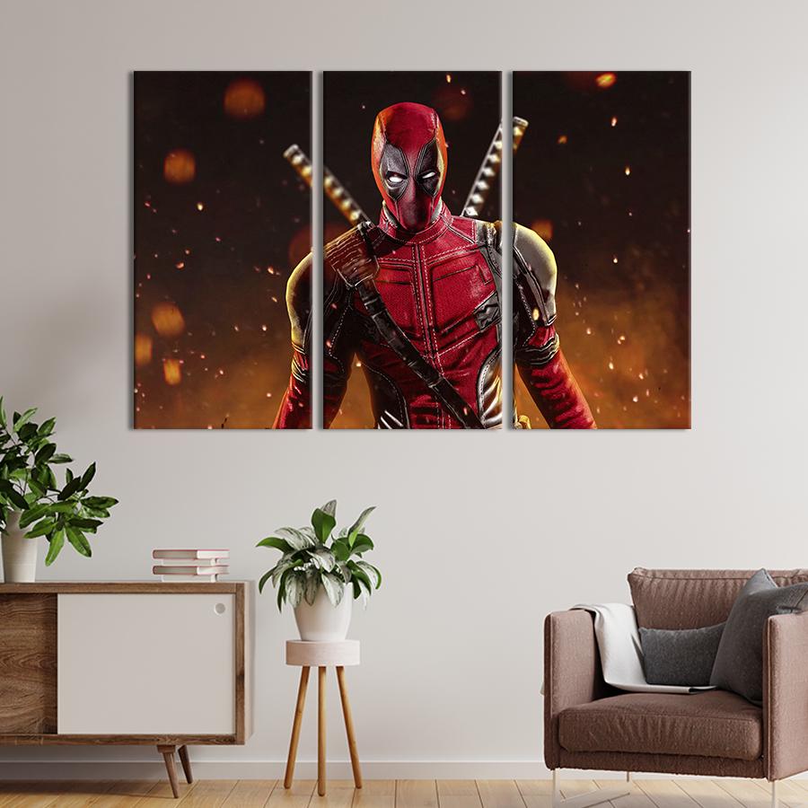 Модульная картина триптих Wade Wilson, Deadpool 128x81 см (700-31)