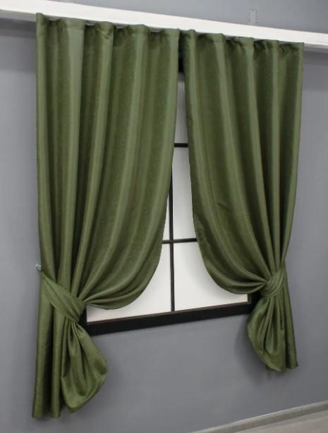 Шторы жаккард 1,3х1,7 м 2 шт. Оливковый (1437ш) - фото 2