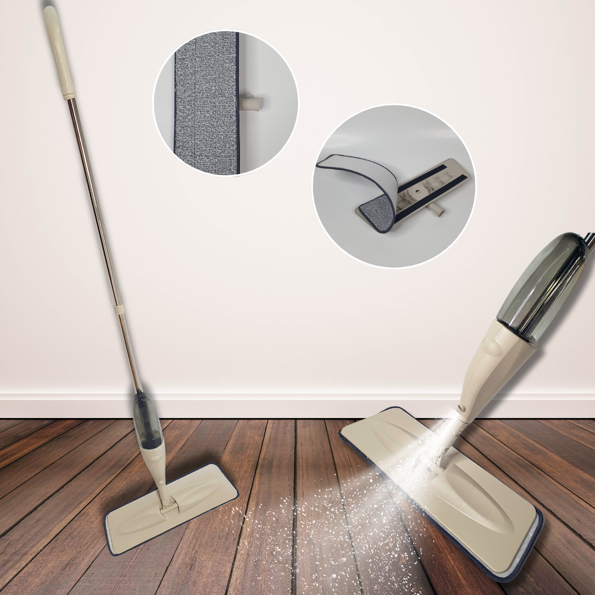 Швабра универсальная Health Spray Mob 3в1 с распылителем воды Бежевый (HS-401-Beige) - фото 3 Швабра универсальная Health Spray Mob 3в1 с распылителем воды Бежевый (HS-401-Beige) - фото 3