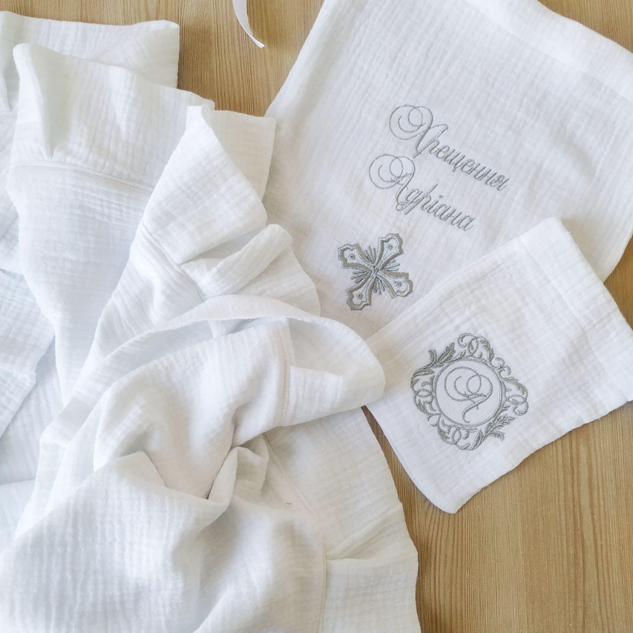 Набор для крещения именной Муслин муслиновая крыжма/мешочки для локона и хранения (2172881314) - фото 10 Набор для крещения именной Муслин муслиновая крыжма/мешочки для локона и хранения (2172881314) - фото 10