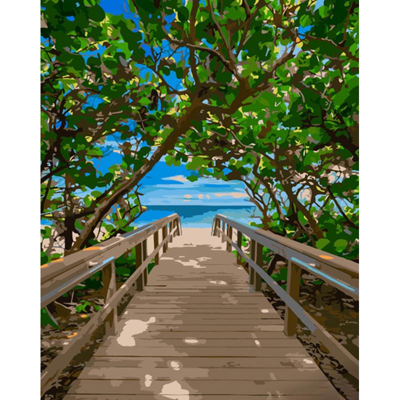 Картина по номерам Strateg Премиум Лестница к океану 40х50 см (GS970)