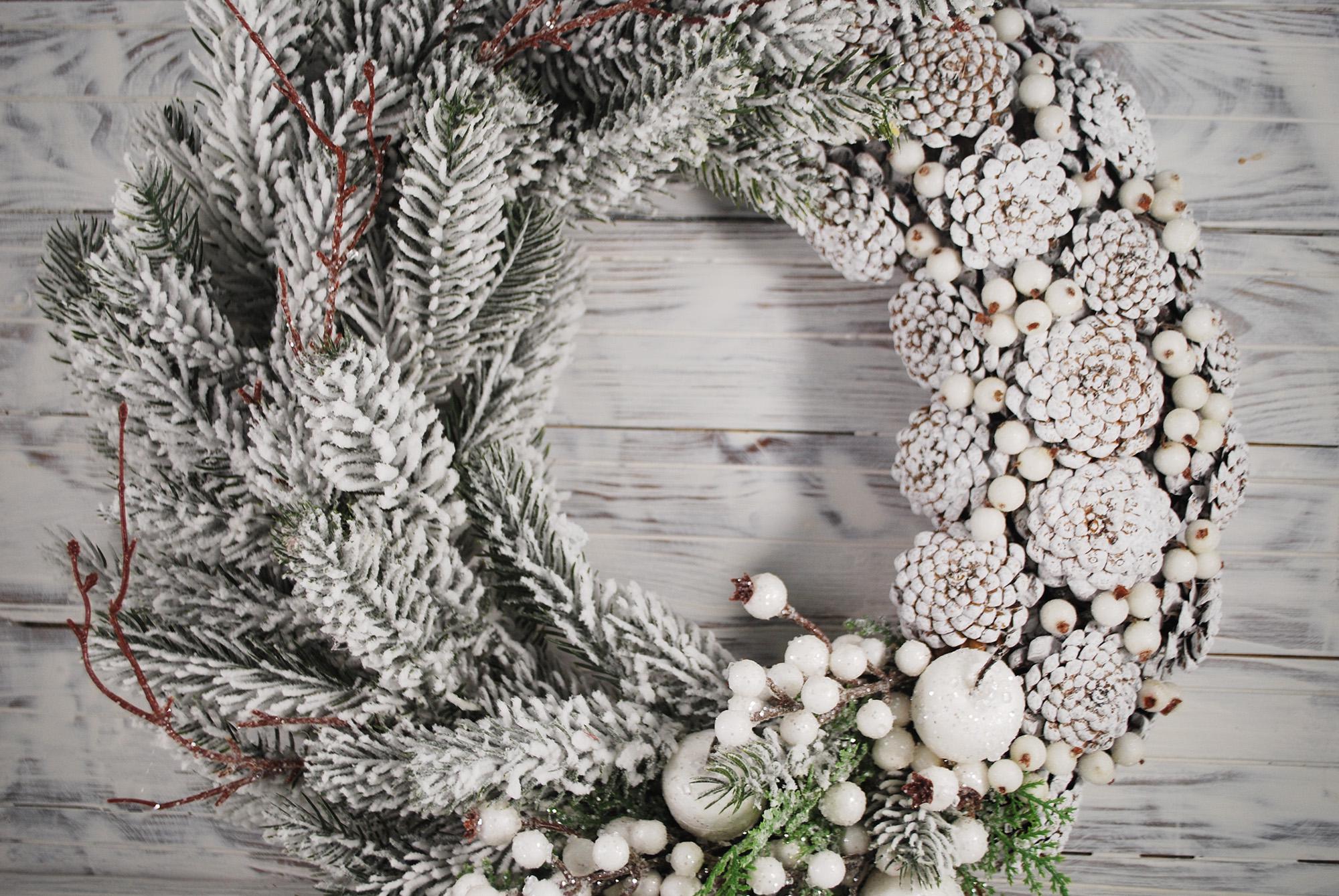 Вінок новорічний 40 см Білий (4781986) - фото 4 Вінок новорічний 40 см Білий (4781986) - фото 4