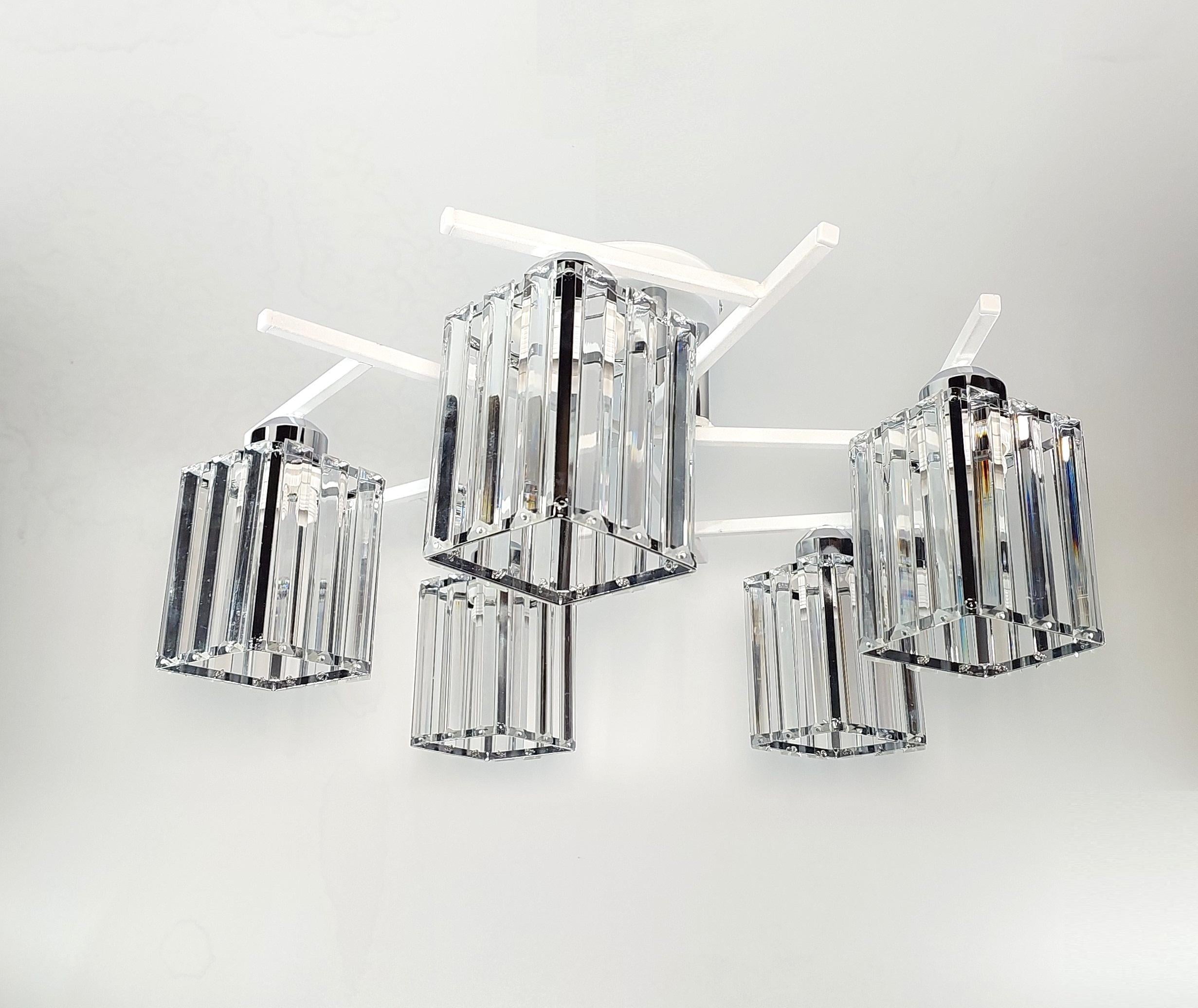 Люстра потолочная Лофт 3278/5 на пять плафонов металлическая Белый