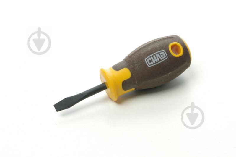 Отвертка шлицевая композитная рукоятка СИЛА CrV SL5x38мм плоская вороненная (031587)