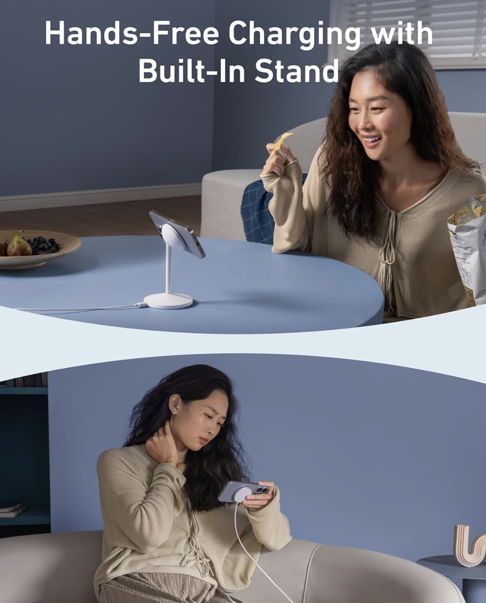 Зарядний пристрій Anker MagGo MagSafe QI2 15W Certified 360° Charger For iPhone 12-17 Series Black - фото 6 Зарядний пристрій Anker MagGo MagSafe QI2 15W Certified 360° Charger For iPhone 12-17 Series Black - фото 6