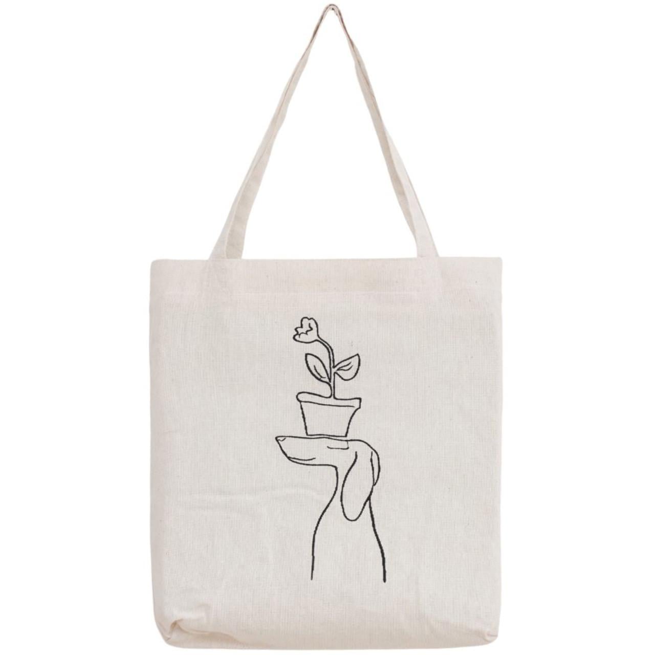 Еко-сумка Собака и цветок Бежевый (1654257151)