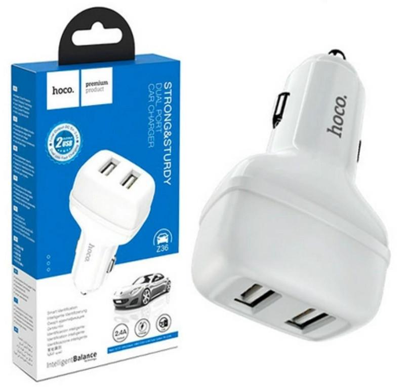 Зарядний пристрій автомобільний Hoco Z36 2,4 A 2xUSB White (1782952302) - фото 2 Зарядний пристрій автомобільний Hoco Z36 2,4 A 2xUSB White (1782952302) - фото 2