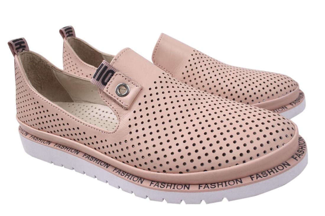 Туфли Guero на низком ходу женские из кожи р. 39 Розовый (355-20LTCP)