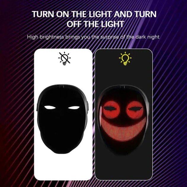 Маска светодиодная для лица на Helloween Bluetooth APP Control - фото 7