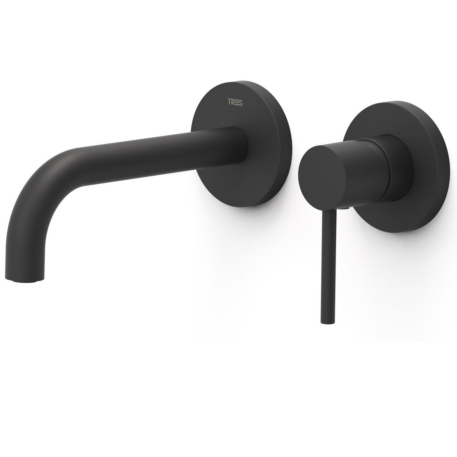 Смеситель для умывальника Tres Study exclusive 26230001NM настенный однорычажный Черный (124445)