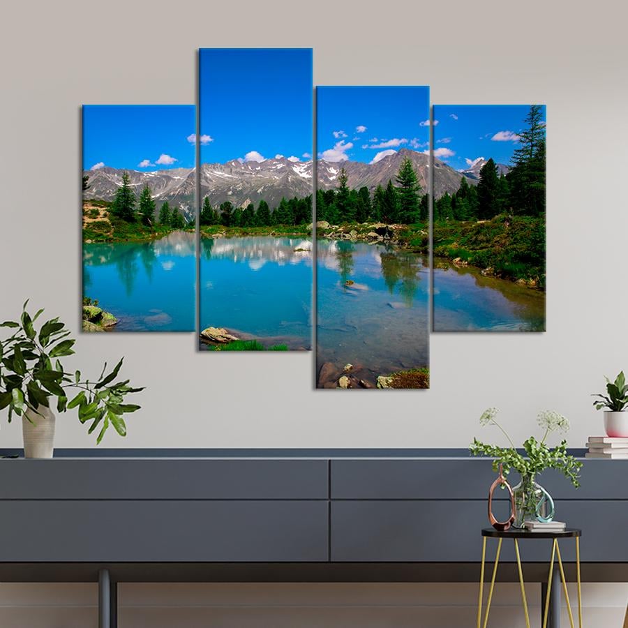 Картина природа Голубое озеро Бергли в горах 89x56 см (A1155-4)