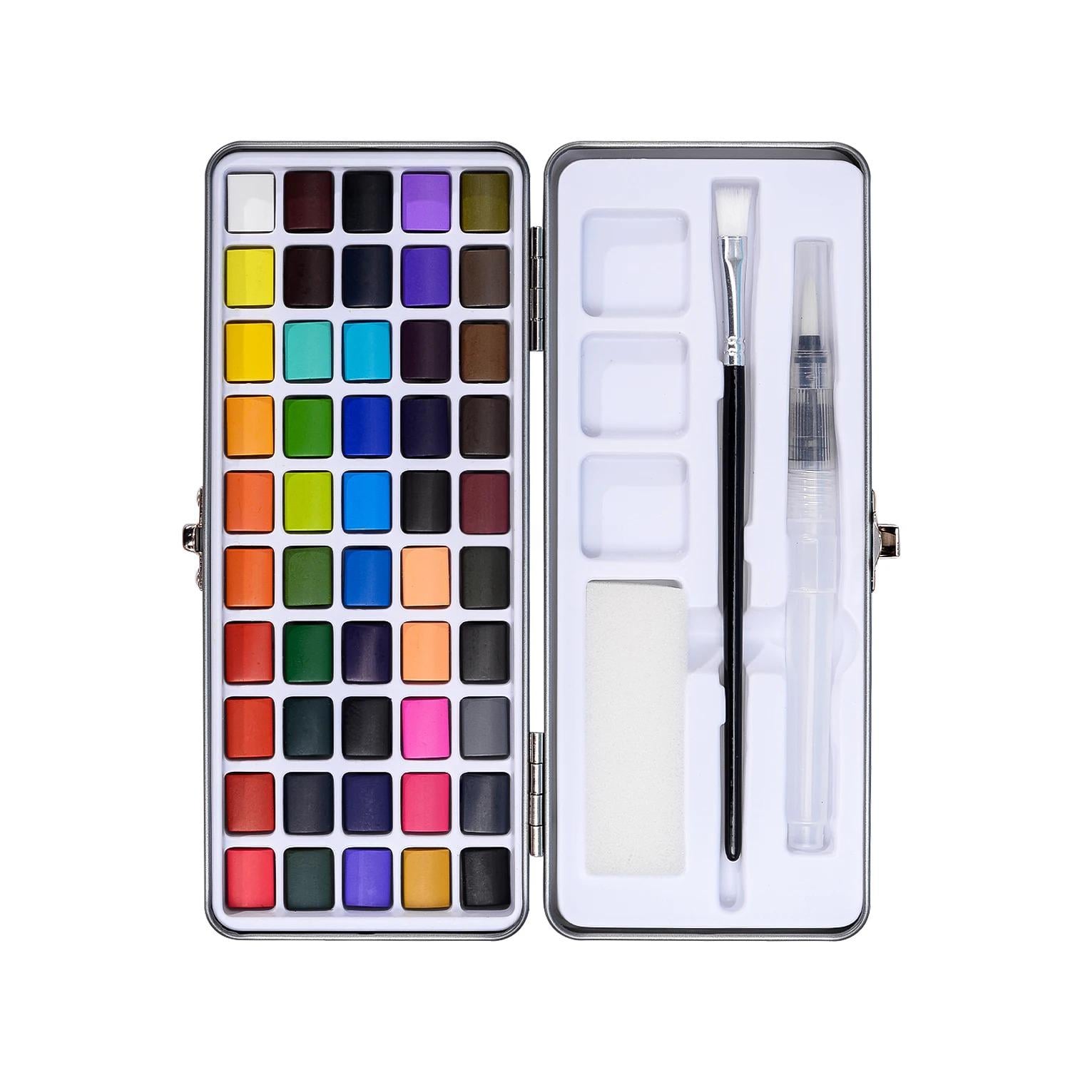 Набор акварельных красок для рисования неоновыми красками металлик 50 цветов и принадлежности