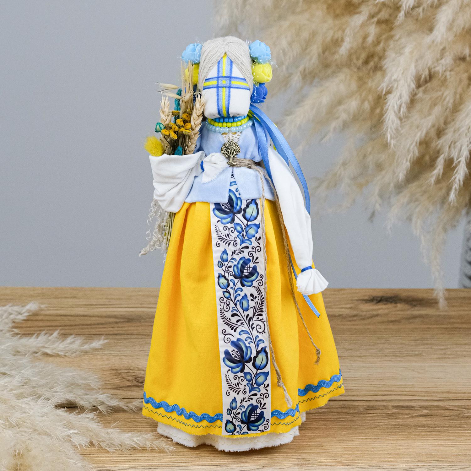 Лялька-мотанка Гранд Презент середня 33 см Желто-голубой (033 ВЖ-1)