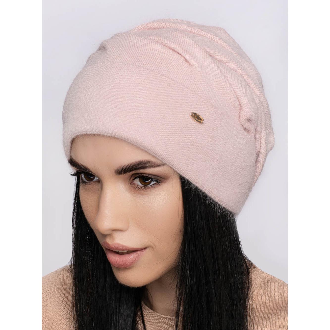 Шапка ангоровая женская Leks Фантазия one size Светлый пудровый - фото 1 Шапка ангоровая женская Leks Фантазия one size Светлый пудровый - фото 1