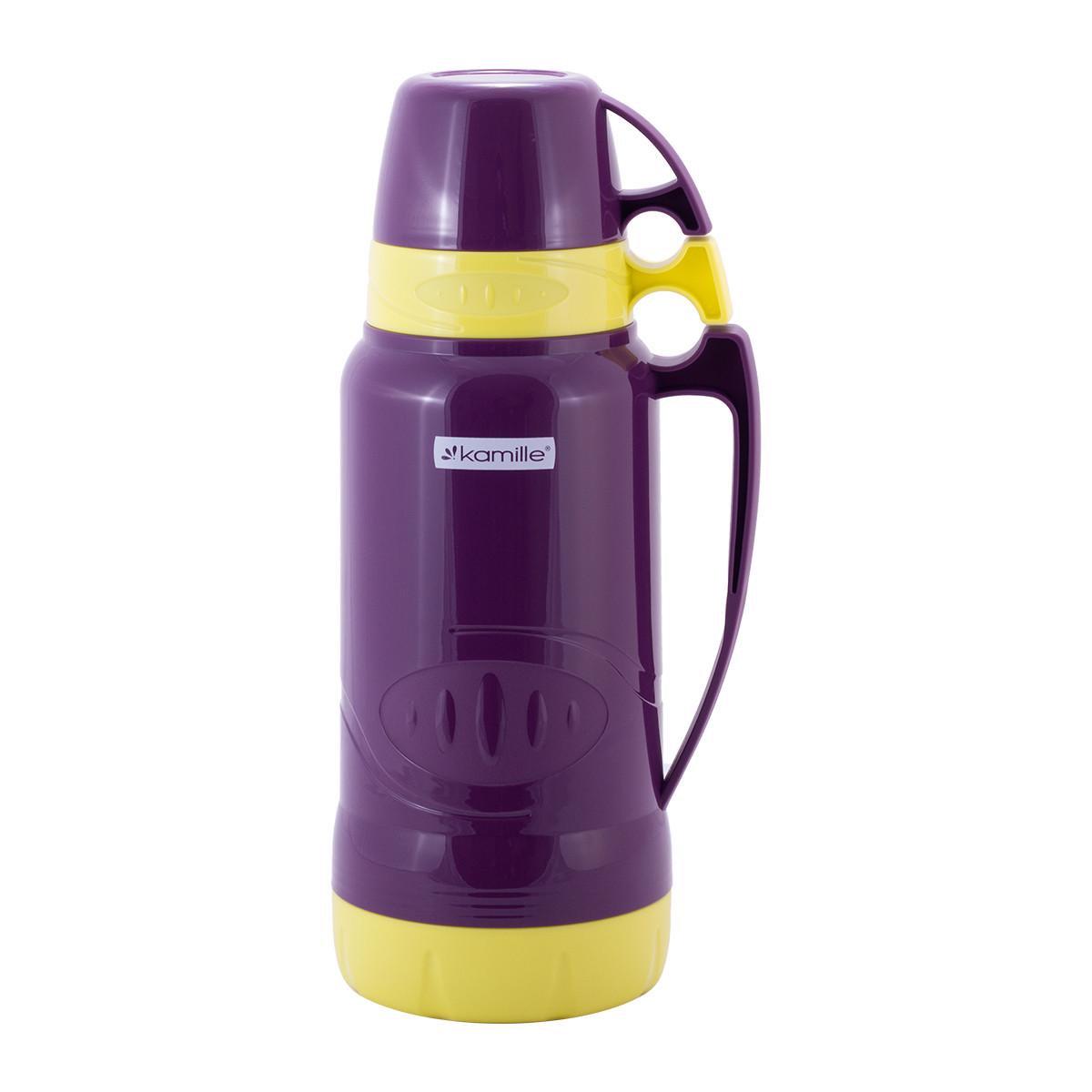 Термос с ручкой Kamille KM-2032 со стеклянной колбой 1800 мл Фиолетовый (150-84-2032)