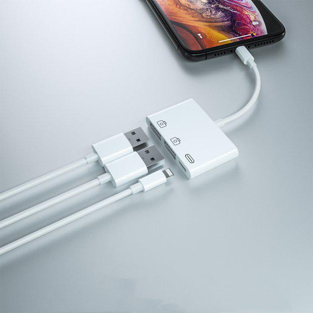 Перехідник Foxconn для iPhone на 2 х USB 3,0 для підключення камери або флешки на iPad/iPod/iPhone (А16463) - фото 6