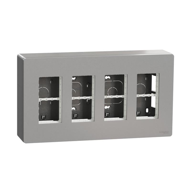 Блок Schneider Electric Unica System открытая вставка+ 4х2 ABS Алюминий (NU124430)