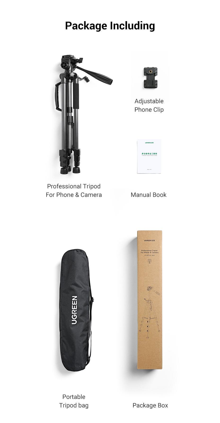 Трипод профессиональный UGREEN 53.5-175 см до 5 кг 360° Черный (15187) - фото 18 Трипод профессиональный UGREEN 53.5-175 см до 5 кг 360° Черный (15187) - фото 18