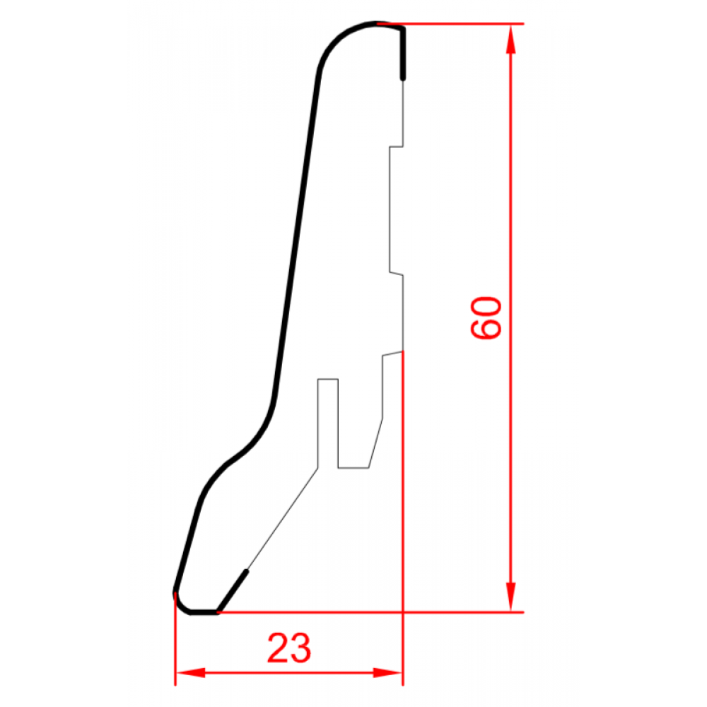 Плінтус МДФ 60х23х2800 мм 1 шт. Білий (1662) - фото 2