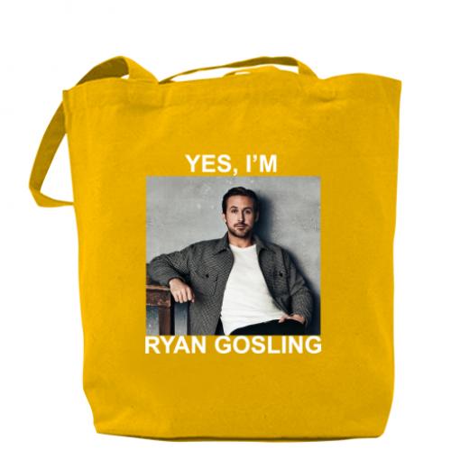 Шоппер "Yes, i'm Ryan Gosling" 37x41 см Желтый (16061429-6-195419) - фото 1