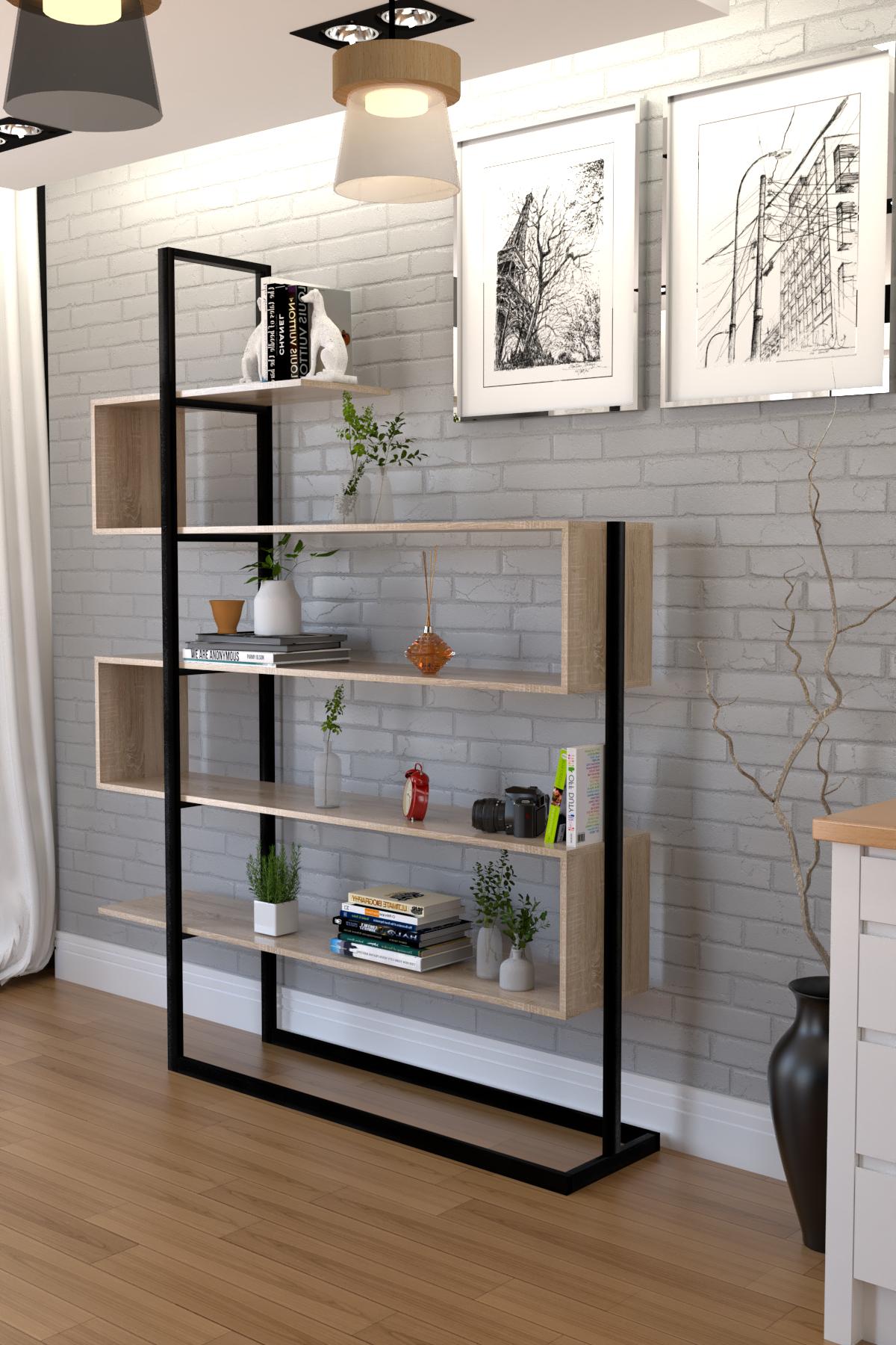 Стеллаж EcoLoft Ардена DSP-1284-6 в стиле лофт Дуб сонома (DSP-1284-6)