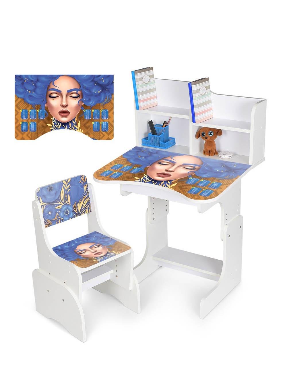 Парта зі стільцем Bambi дитяча дерев'яна Білий (N 2071-6-1)