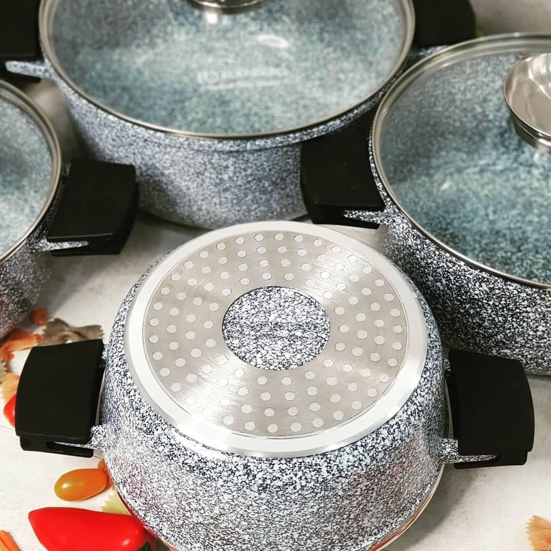 Набор кастрюль для индукционных плит с гранитным покрытием Edenberg EB-8020 6 пр. Серый - фото 5