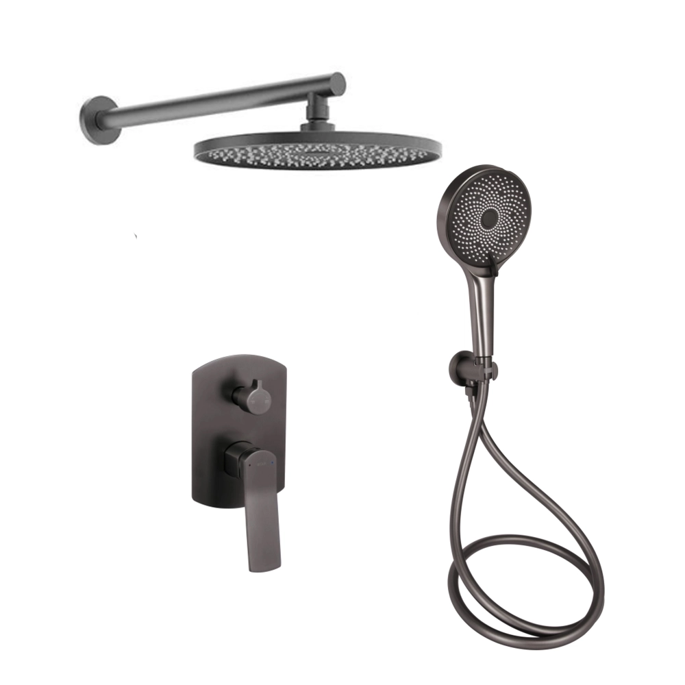 Душевая система Qtap Slavonice Gunmetal Black PVD k35 скрытого монтажа на два потребителя QTSLA113GMB45899 (SD00052023)