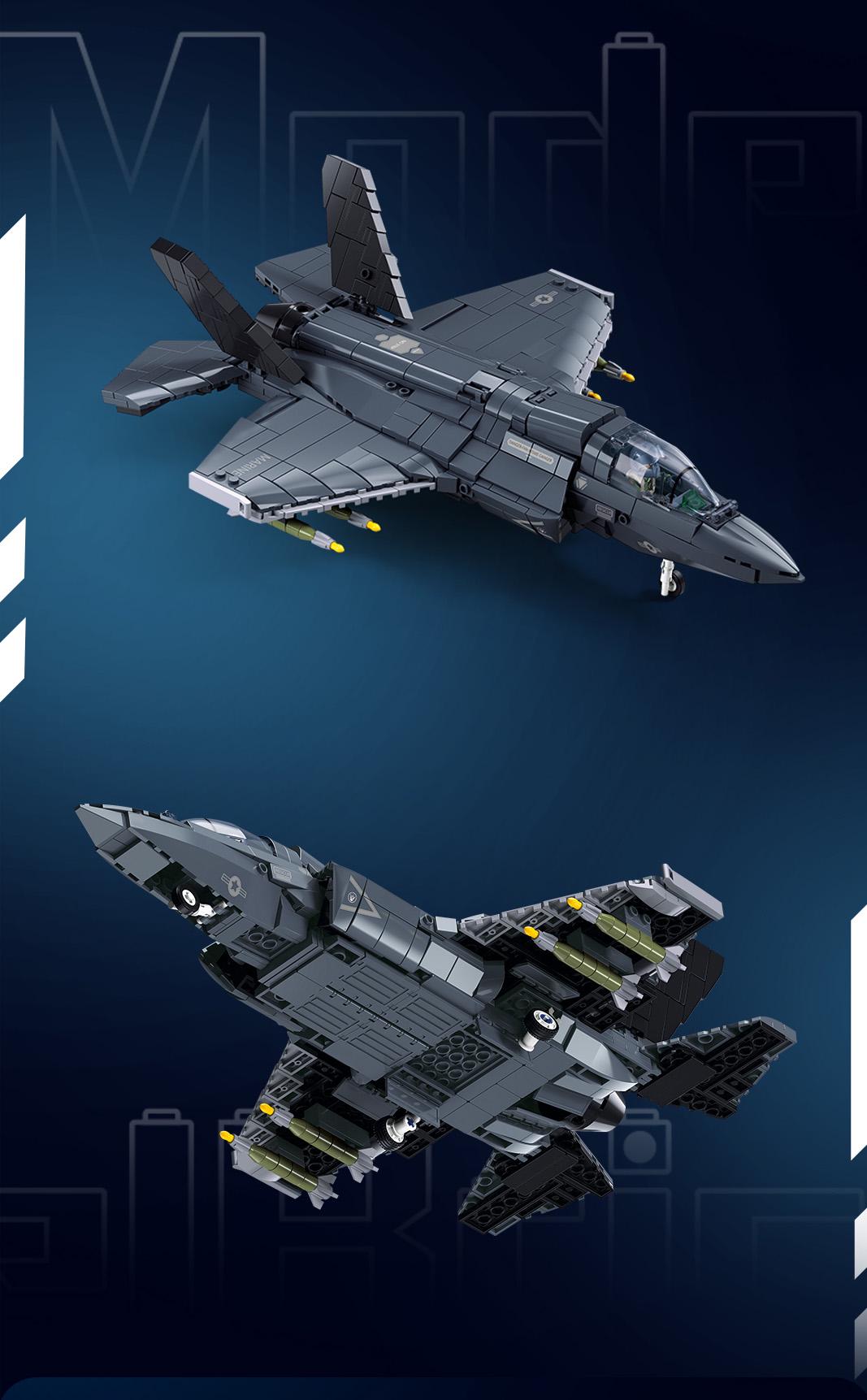 Конструктор Sluban винищувач F-35BS 705 дет. (M38-B1361) - фото 3 Конструктор Sluban винищувач F-35BS 705 дет. (M38-B1361) - фото 3