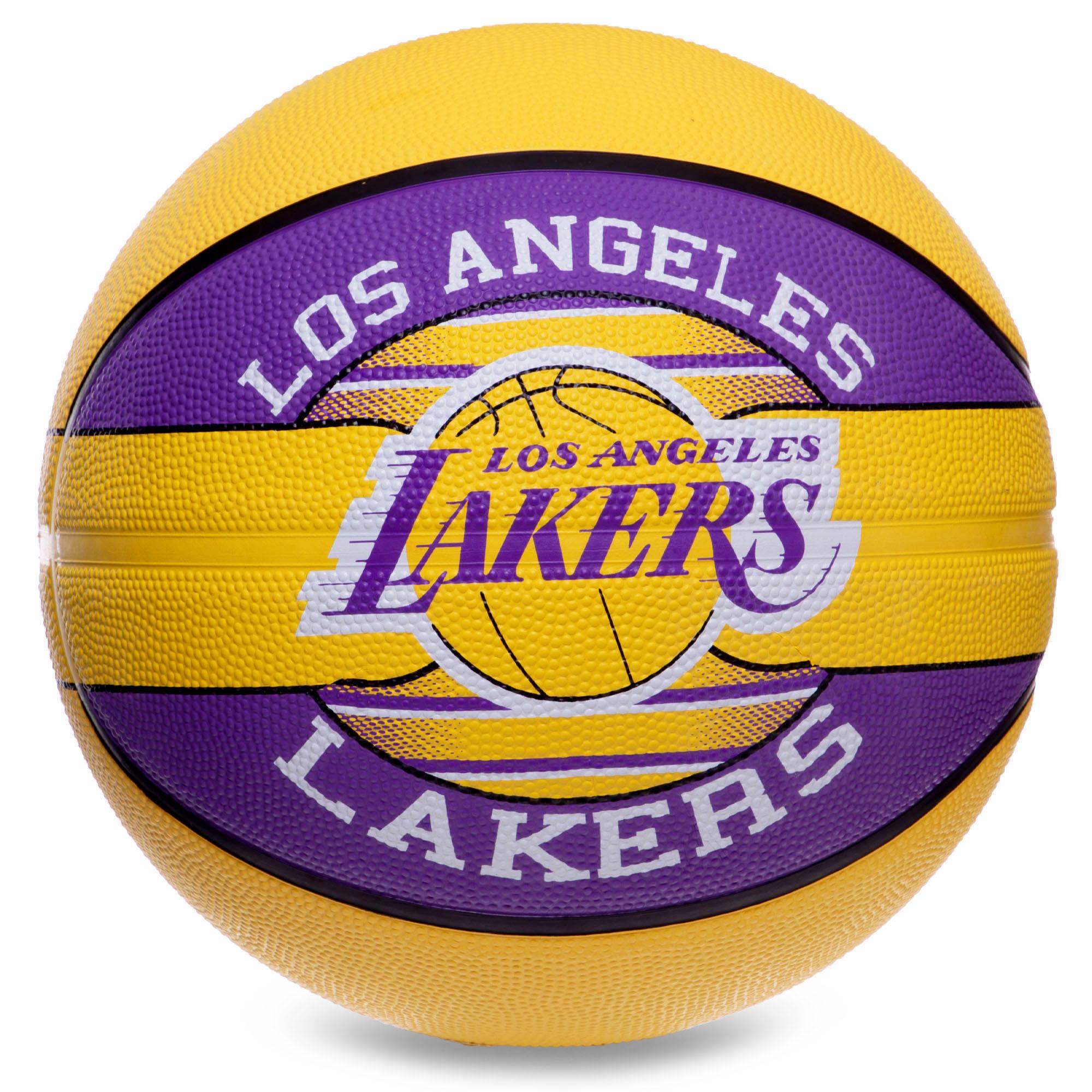 Мяч баскетбольный резиновый Zelart SPALDING NBA Team LA LAKERS 83510Z №7 Желтый/Фиолетовый (DR006136)
