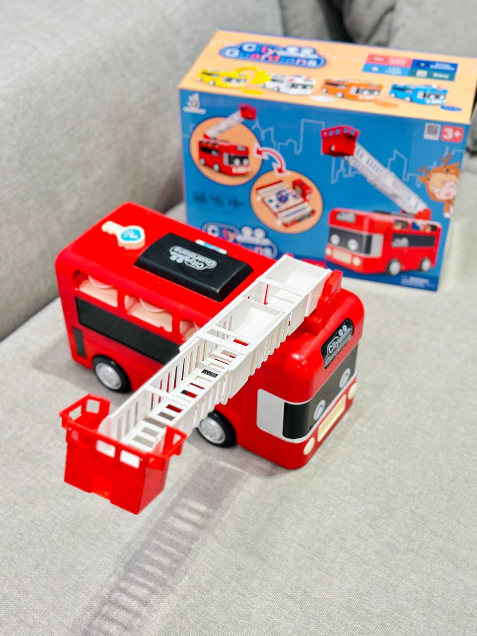 Іграшковий музичний автобус Fun Game з кермом трансформер 2в1 265-2 автотренажер Пожежна машина (2054641465) - фото 3