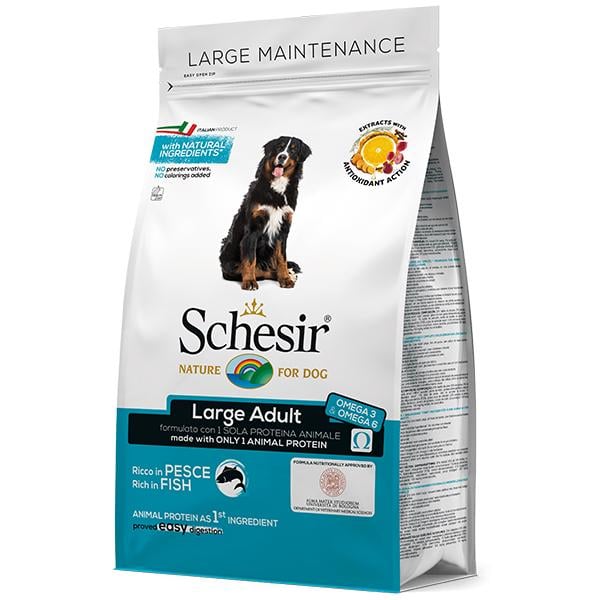 Корм сухий монопротеїновий для дорослих собак великих порід Schesir Dog Large Fish риба 3 кг (ШСВКР3)
