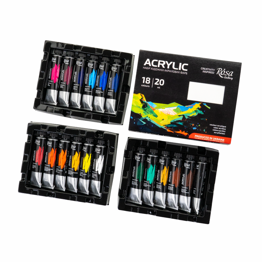Набір акрилових фарб ROSA Gallery 9074774 18х20 мл (4823098538165) - фото 2 Набір акрилових фарб ROSA Gallery 9074774 18х20 мл (4823098538165) - фото 2